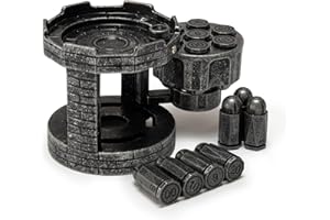 SVINZ Metal Polyhedral Bullet Dice Tower with Spinning Revolver Cylinder,DND Dice Set for Dungeons and Dragons Gamer Gift for Boyfriend/Husband,Warhammer 40K, D&D, D20,D6, D12,Silve