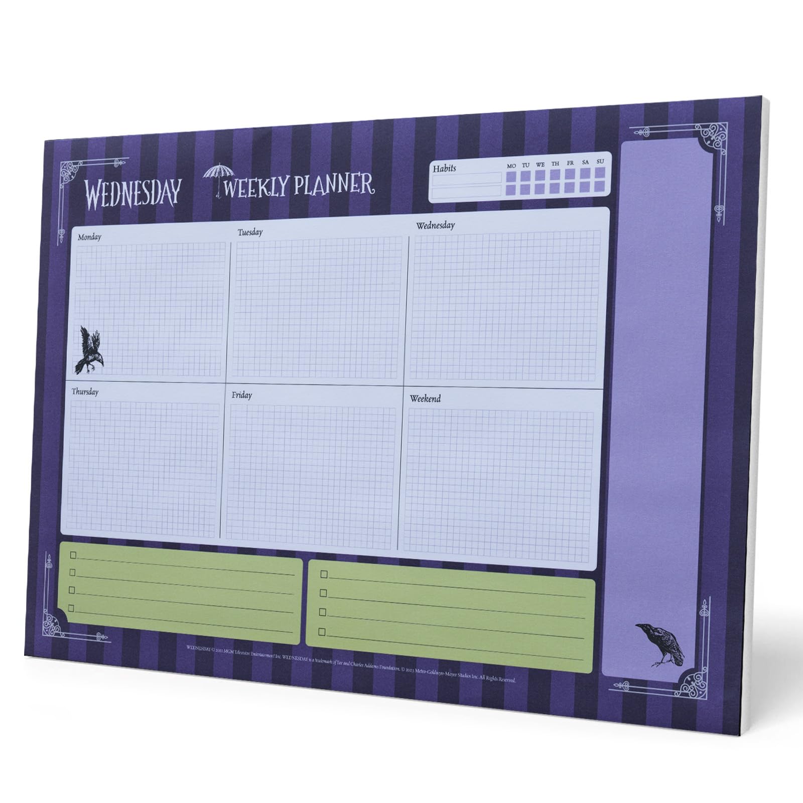 Grupo Erik Weekly Planner A4 - Wednesday Gifts | Undated Daily Planner Family, Desk Calendar, 54 Tear Off Pages Notepad | Wednesday Addams Gifts Under 10 Pounds