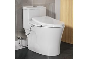 HOROW T0338W One Piece Toilet with Smart Bidet Seat, Elongated ADA Height Toilets with Heated Seat, Luxury Smart Toilet with Bidet Built-in, Dual Flush 12'' Rough-in, MAP 1000g, Standard White Toilet