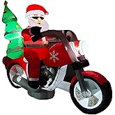 Fraser Hill Farm 7-Ft. Wide Santa on Motorcycle Blow Up Inflatable with Lights, Outdoor Christmas Inflatable Decoration for Lawn and Yard, Giant Festive Holiday Decor