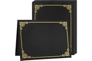 Misscom Certificate Holders 25 Packs Black,Diploma Holders Certificate Covers Gold Foil Border for Letter Size 8.5x11 Certificate Papers,Cardstock, Award, Graduation Documents