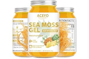 ACEYO (28 OZ) Sea Moss Gel Organic Raw Flavored Irish Seamoss Gel Natural Vegan Pineapple 102 Vitamins and Minerals Wild Harvested Non-GMO Immune Defense Booster Thyroid Digestive Support Supplement