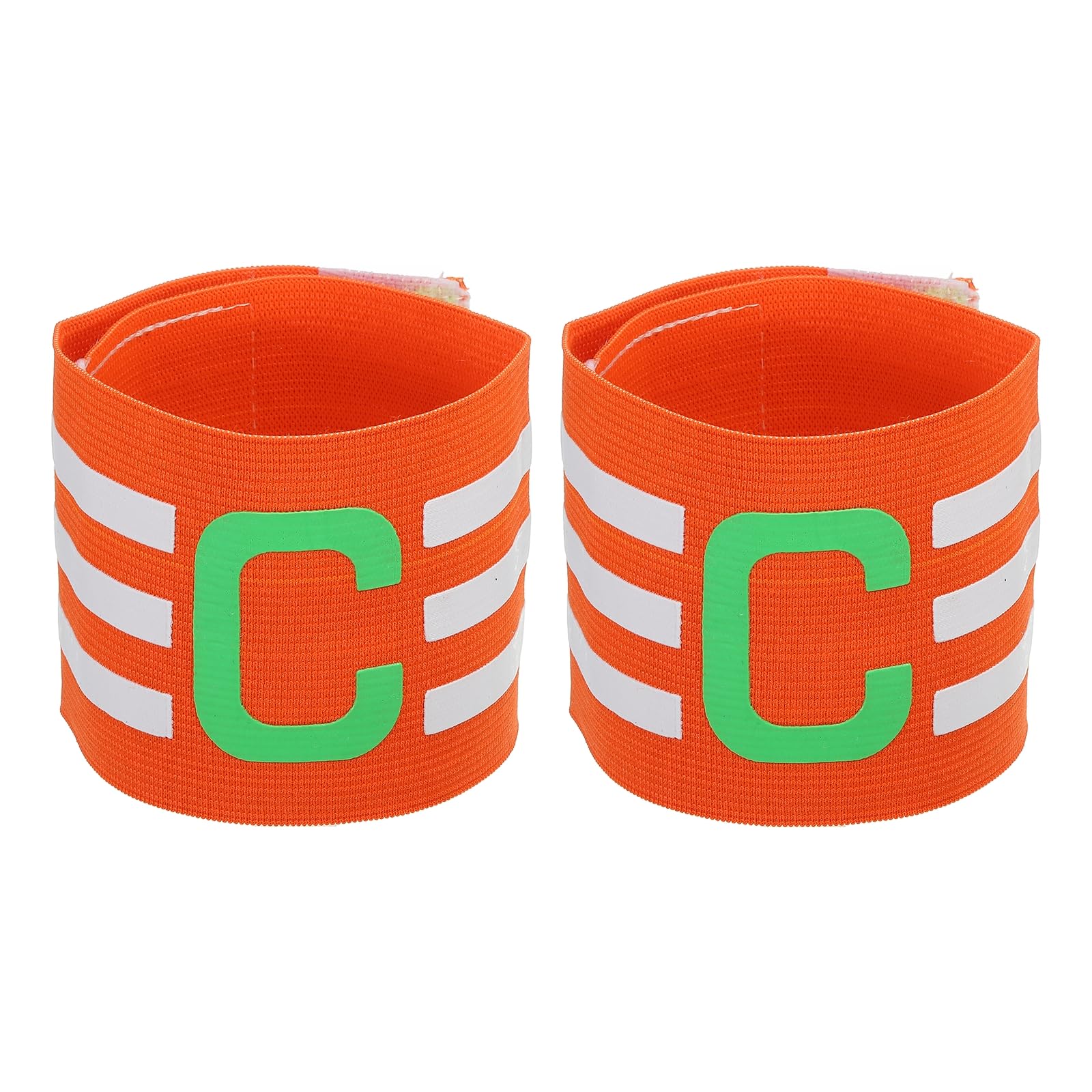 PATIKIL Captain Armband, 2 Pack Adjustable Elastic Soccer Captain's Arm Band for Outdoor Football Training Team, Orange White