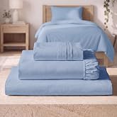 Mellanni Iconic 3-Piece Bed Sheet Set, 16" Deep Pocket (Twin XL, Sky Blue) | 10M+ Sleepers. College dorm beds; 80" length. Lab-tested: Breathable, Stays Bright &amp; Smooth. Good Housekeeping Best Bedding.