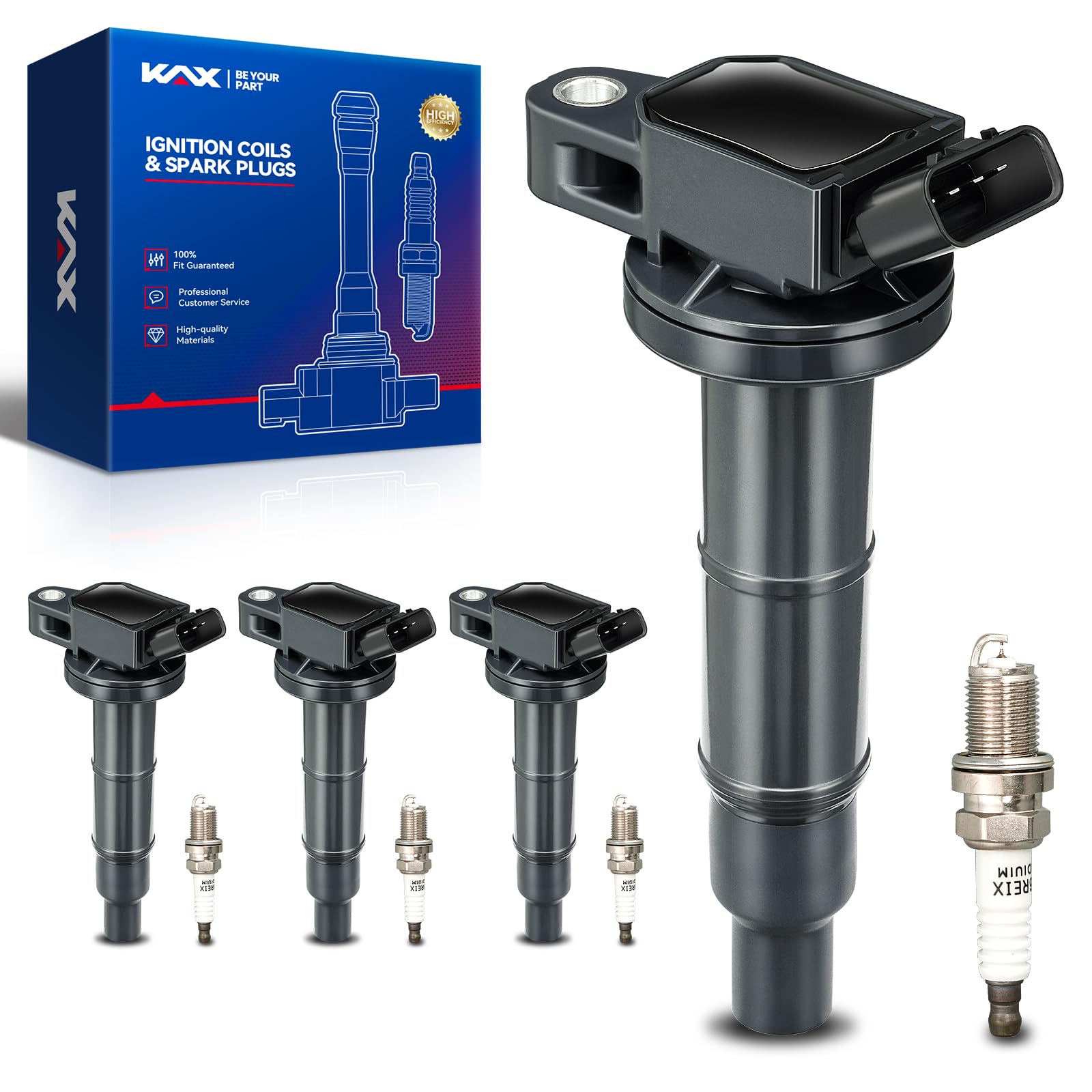 Photo 1 of OEM Performance Set of 4 UF333 Ignition Coils & Double Iridium Spark Plug Compatible with Toyota Camry RAV4 Highlander Solara Corolla Matrix Scion tC xB Pontiac Vibe Lexus HS250h