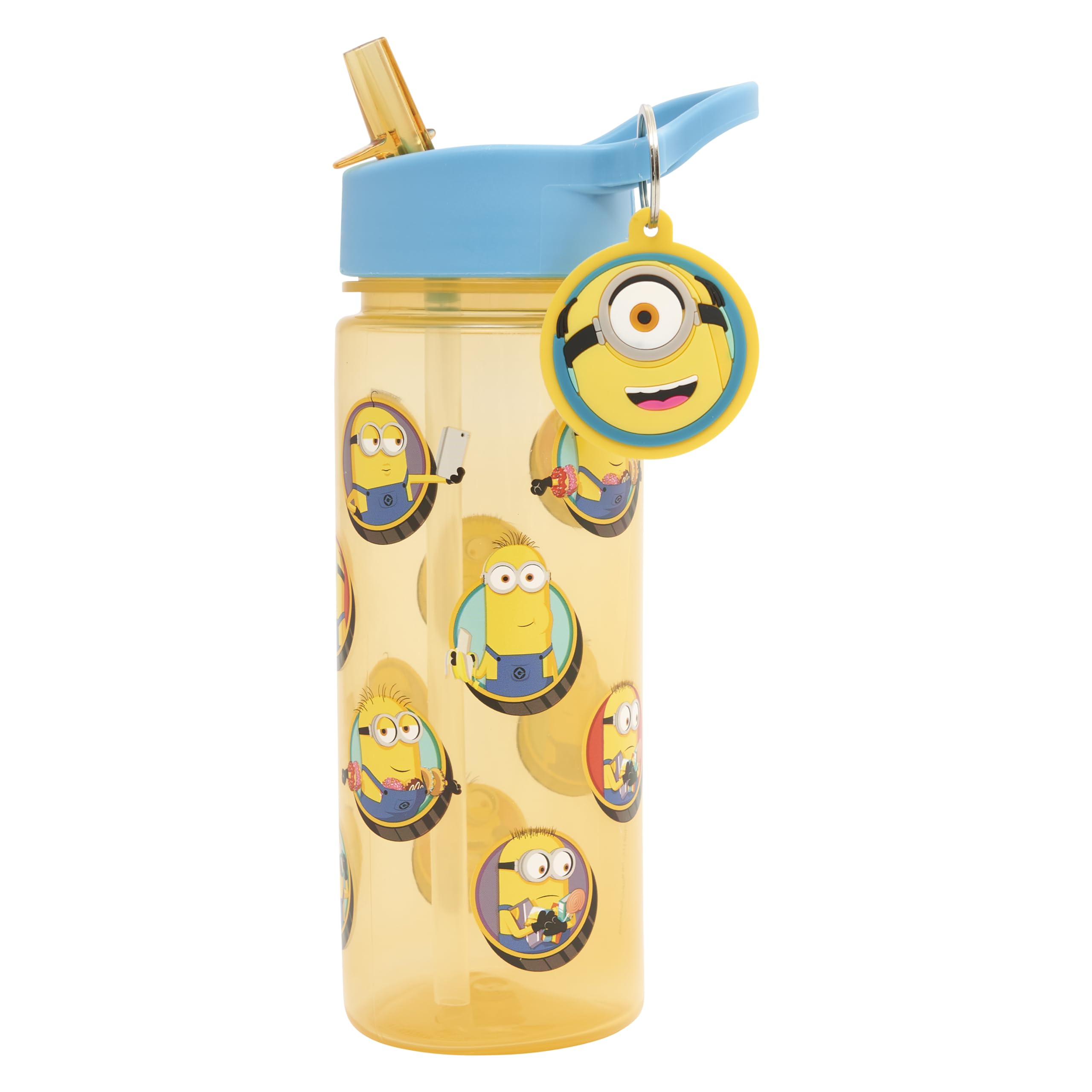 Despicable Me 4 500ml Kids Water Bottles with Straw by Polar Gear - Minion Gifts Kids Drinks Bottle - Back to School Supplies Minion Water Bottle Bottle with Minion Keyring Charm