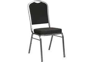 Flash Furniture Hercules Series Crown Back Stacking Banquet Chair in Black Fabric - Silver Vein Frame