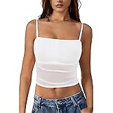Avidlove Bralettes for Women Spaghetti Strap Mesh Tank Top Tube Slim Y2K Camisole Ultra-Cropped Tops Lightweight(1 & 2 Pcs)