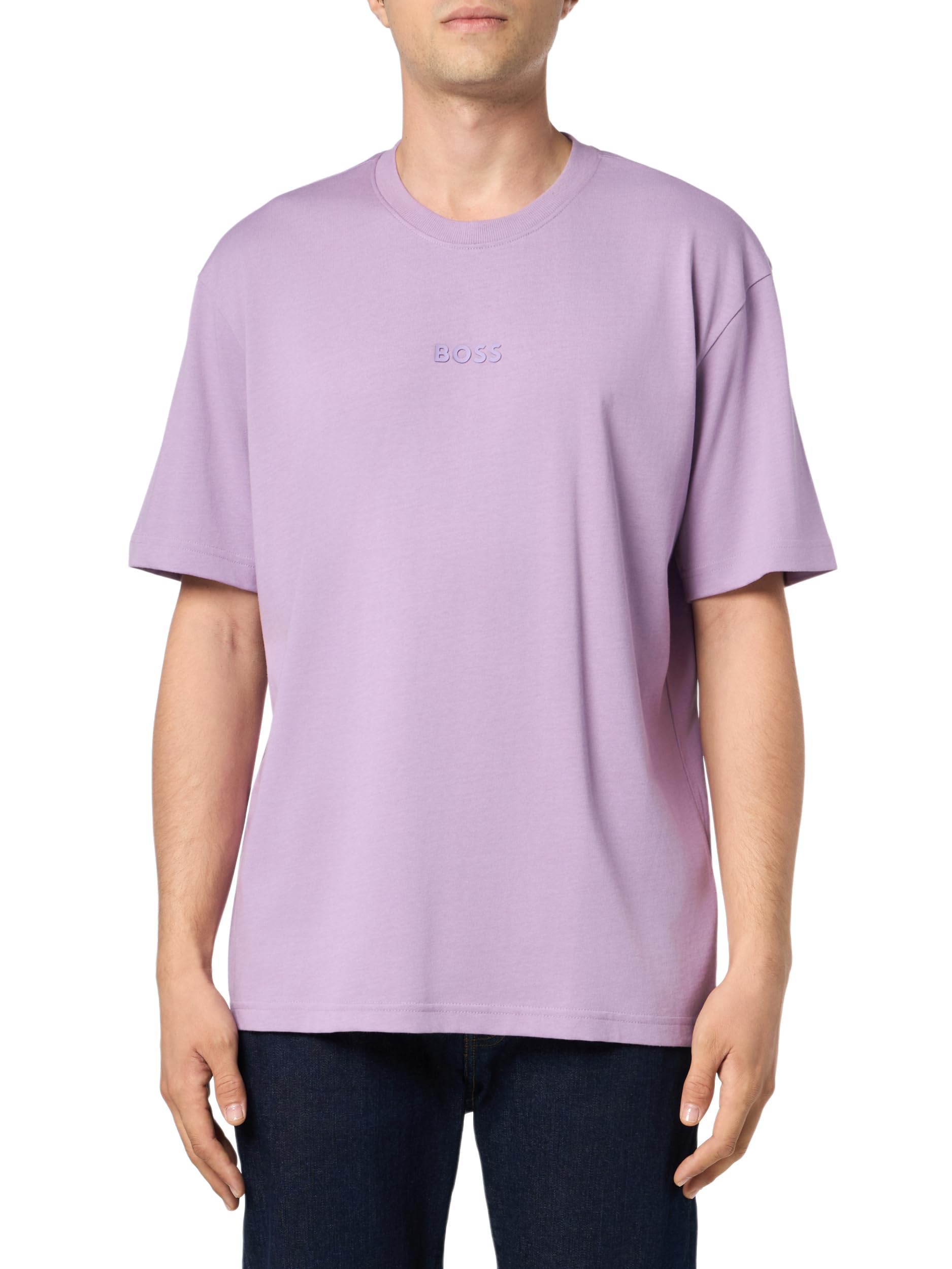 BOSS, Tonal Center Logo Cotton T-Shirt, Lavender Flower, XL