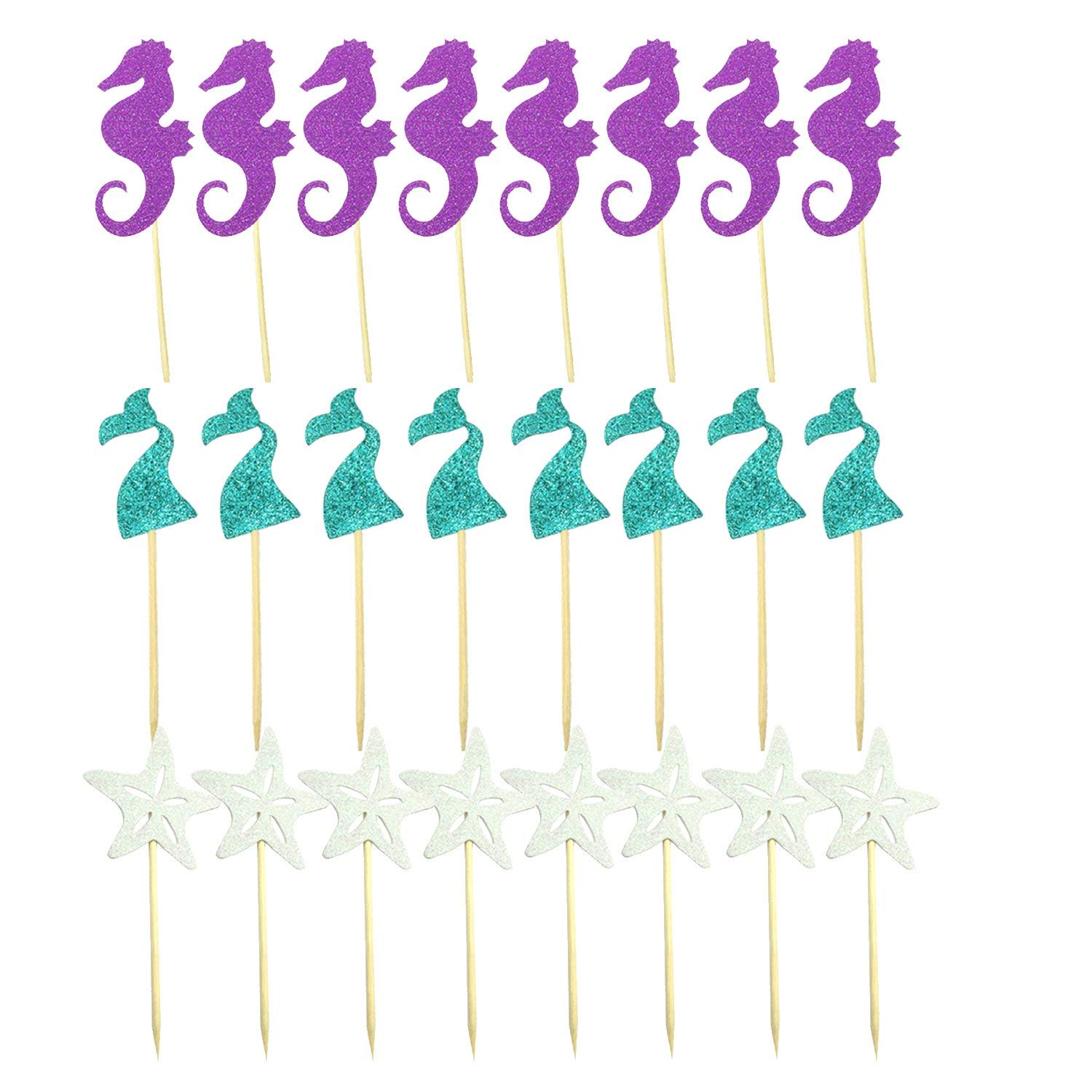 Mermaid Party Supplies-Girls Birthday Party Decorations Pack of Happy Birthday Banner, Paper pom poms flowers, Mermaid party hats, Mermaid cupcake toppers, Latex balloons, 76pcs