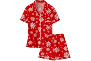 Umeyda Girls & Women Pajamas Set Soft Short Sleeve Pjs Set Button-Down Sleepwear Nightwear Loungewear