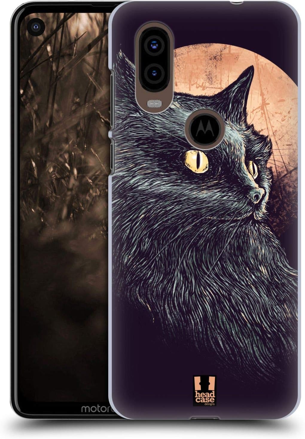 Head Case Designs Orange Moon Cats Of Goth Hard Back Case Compatible for Motorola P40