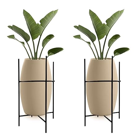 ROYAL WAVES Plant Stand Flower Pot Stand for Balcony Living Room Outdoor Indoor Plants Garden Plant Holder Home Decor Item - (Black, Pack of 2)