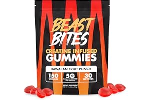 BEAST BITES Creatine Monohydrate Gummies - for Men and Women - 5g Creapure Creatine, Support Muscle Mass, Strength, and Cognitive Function - Made in USA - 150 Gummies - 30 Servings