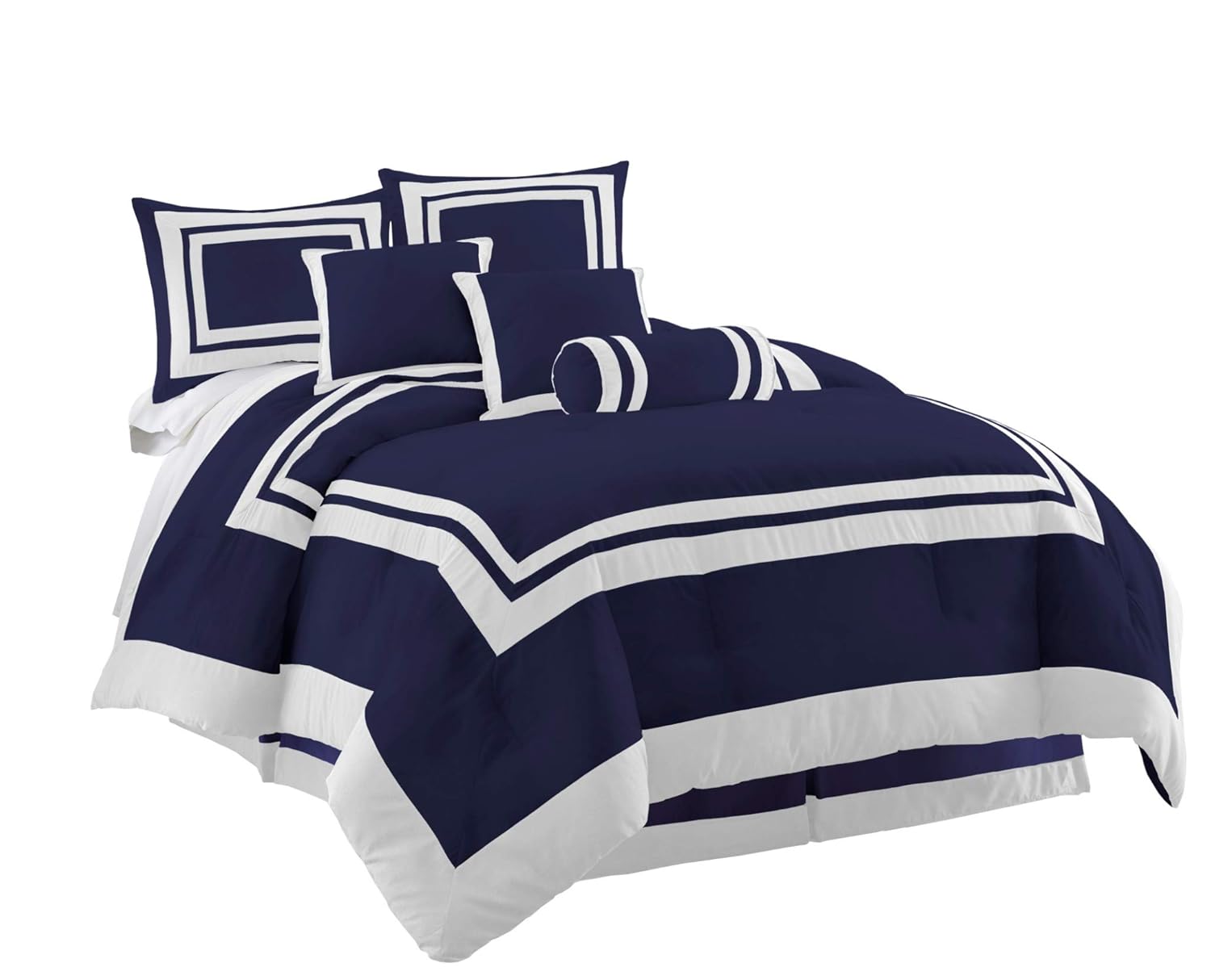 Best Bedding Comforter Set King White And Navy Blue