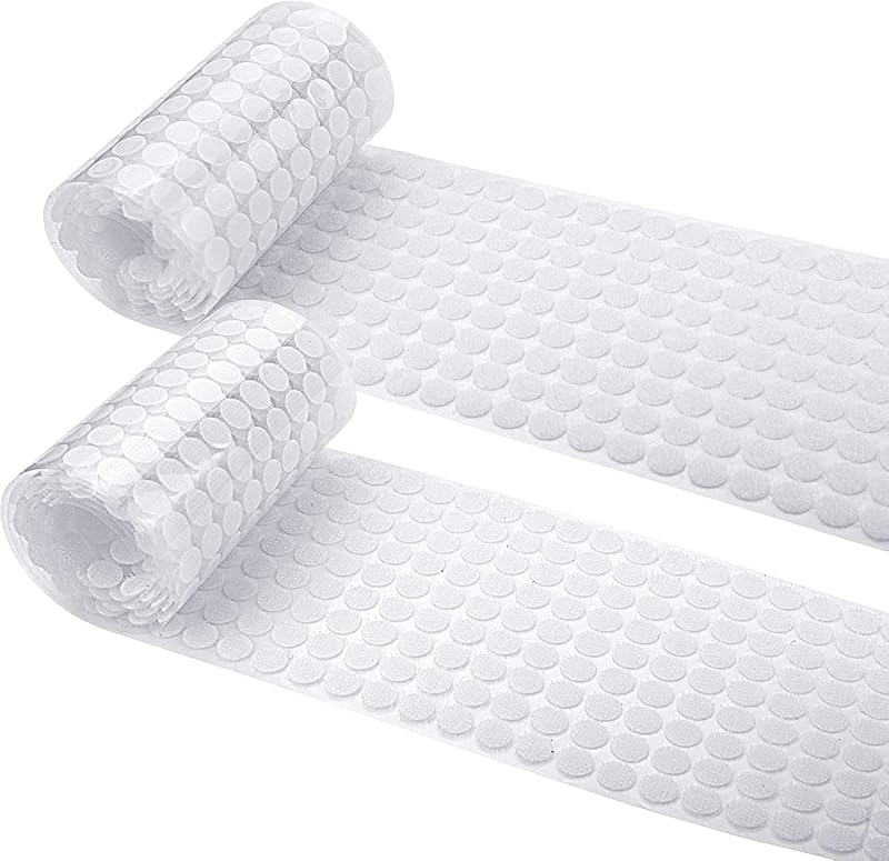 JANYUN 1008 Pcs Sticky Back Dots Hook and Loop 10 mm White