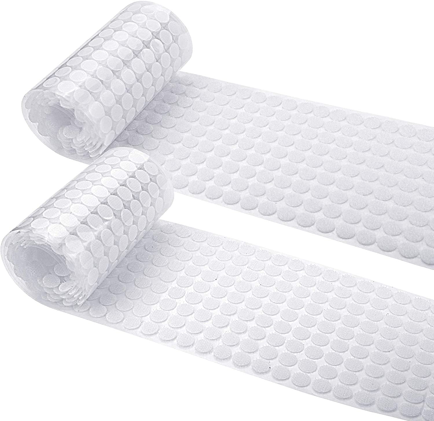 JANYUN 1008 Pcs 2/5" 10mm Diameter Sticky Back Dots Hook and Loop Self Adhesive Dots Tapes (White)