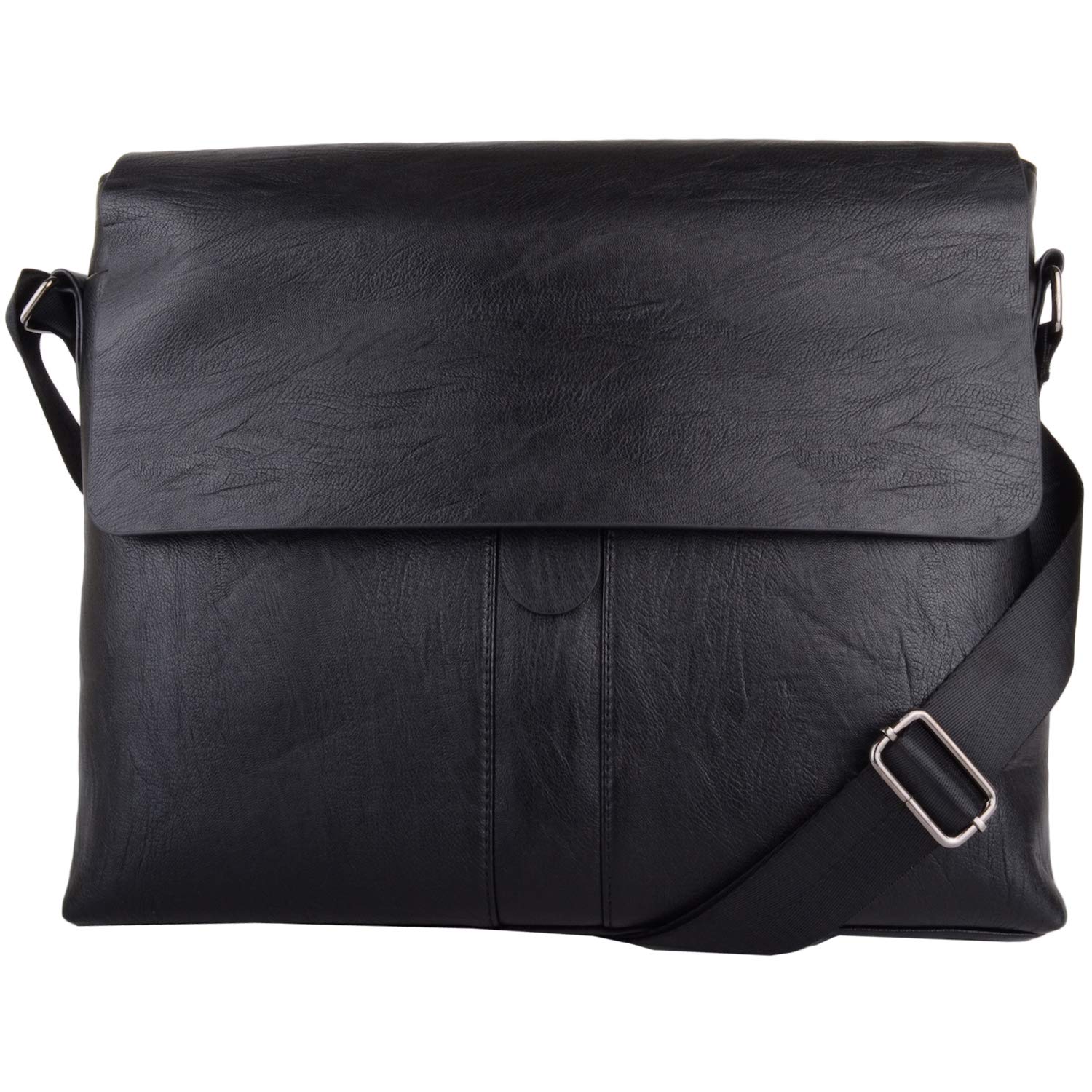 Valita Mens Soft Genuine Leather Large Professional Work/Travel Messenger Bag - Black