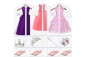 3 PCS Garment Bags for Dance Costumes With Zipper Pockets - Suitable for Competitions, Dress, Uniforms, Storage or Travel