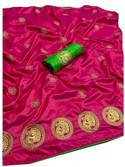 Womens Chanderi Cotton Saree With Blouse Piece