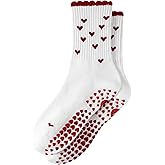 Yawlsow Pilates Grip Socks for Women Yoga Grippy Socks Cute Barre Non Skid Athletic Crew Sticky Sock Workout Hospital