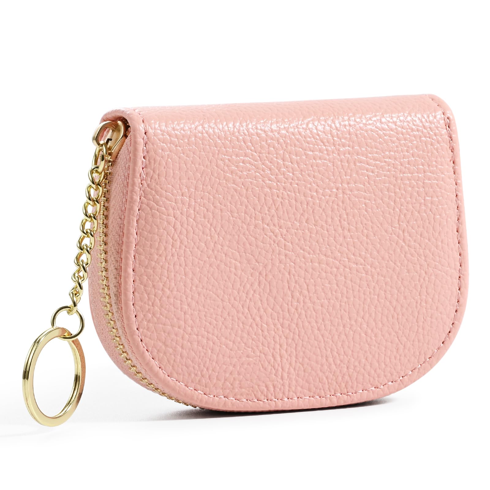 Photo 1 of TIHYWR Credit Card Holder Wallet for Women, RFID Mini Women Wallet with Zipper Keychain, Credit Card Holder Business Card Holder, Slim Leather Card Holder Wallet.Pink