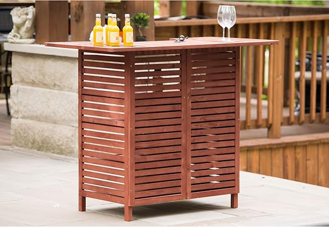 Leisure Season Ob4727 Outdoor Bar Brown 1 Piece Serving Island For Pool Patio Porch Lawn Garden