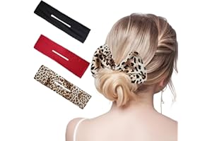 PMRXSETD 3 Pieces Deft Hair Bun Maker for Twister - Lazy Hair Curler Deft Bun Fashionable Colors Bow Maker, Cute French Twist Easy Bun Hair Bun Maker for Women & Girls Hairstyle (Black, Red, Leopard)
