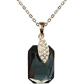 Navachi 18k Gold Plated Crystal Square Zircon Pendant Necklace 16"+2"