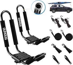 J-bar Kayak roof Rack,Universal Rack Carrier for Kayaks Boat Surf Ski Canoe, SUP, Surfboard and Ski Board Rooftop Mount Rack on SUV (1 Pair(2 Packs))