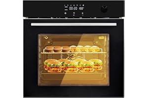 MERXENG 24 Inch Electric Single Wall Oven, 2.5 Cu.ft Built-in Convection System with 8 Cooking Functions in Stainless Steel, Touch Control
