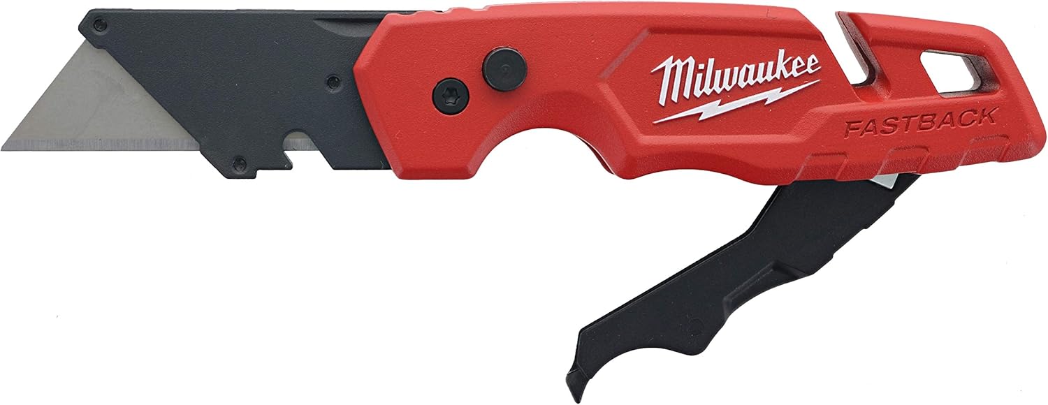 Milwaukee 48-22-1502 Fastback Folding Utility Knife with 5 Blade Storage, Wire Stripping Compartment, and Gut Hook - - 