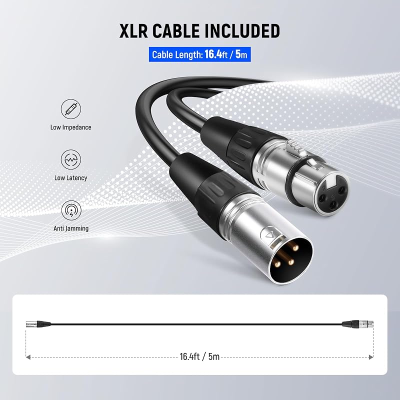 Microfone Cardioide Dinâmico DM01 com cabo XLR para Podcast Cantado, Jogos de PC, Jogos, Estúdio, Voz, Atuações ao Vivo, 600Ω +/- 30% de Impedância, Gama de Frequências de 100 Hz a 10 KHz