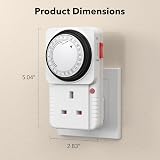 HBN 24 Hour Mechanical Timer Plug Switch 13A/3120W 2 Pack Indoor Socket UK Plug view 2