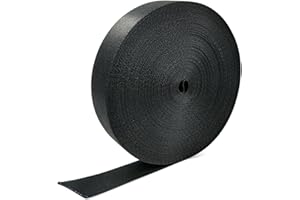 Marsway Nylon Webbing Strap 20 yard x 1 inch (Length x Width), 0.04 inch Thickness Black Flat Heavy Fastening Strap for Bags,