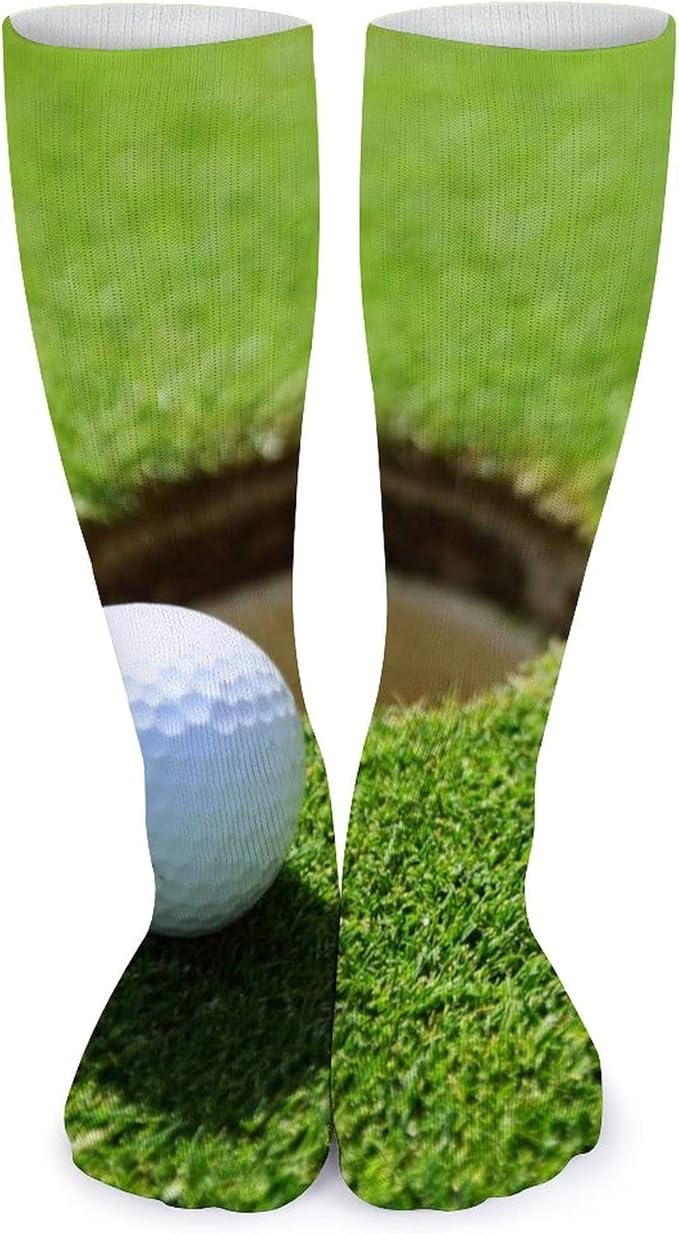 Golf Ball Grass Landscape Women Soft Knee High Tube Socks 15.7'' Men