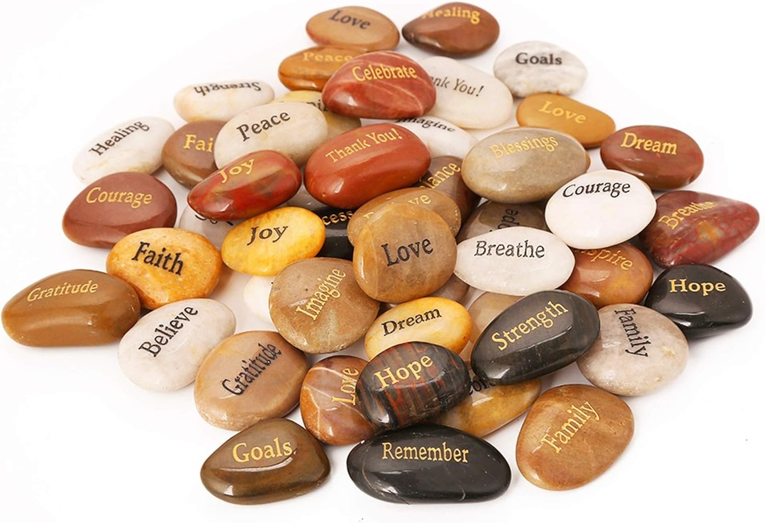 Hardscaping Materials - 50PCS RockImpact Engraved Rocks Different Words Inspirational Stones Bulk Faith Stones Zen Stones Gratitude Rocks Healing Prayer Stones Encouragement Rocks, 2