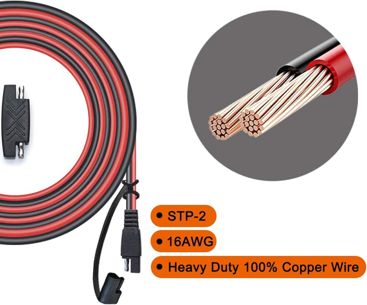 POWISER 25Feet SAE to SAE Extension Cable Quick Disconnect Connector 16AWG, for Automotive, Solar Panel Panel SAE Plug(25FT(16AWG)) : Garden & Outdoor