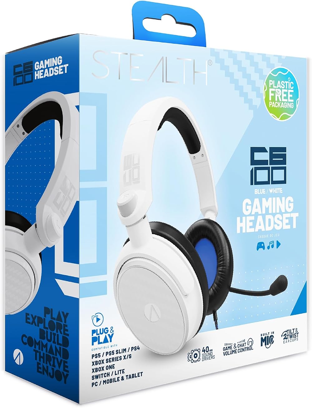 Stealth C6-100 Blue Gaming Headset Multi Platform 3.5mm 40mm Drivers