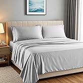 Carressa Linen 100% Egyptian Cotton Sheets California King Size - 1500 Thread Count 4 PC Calking Sheet Set Egyptian Cotton, Cooling Sateen Sheets, High Thread Count Sheet California King - Light Grey