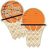 Big Dot of Happiness Nothin' but Net - Basketball - Shaped Fill-in Invitations - Baby Shower or Birthday Party Invitation Cards with Envelopes - Set of 12