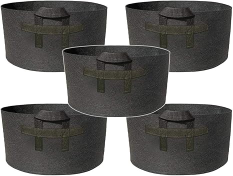 Amazon 不織布ポット 植木鉢 プランター 大型 おしゃれ 軽い 深鉢 フェルト ガーデンバッグ 野菜栽培 家庭菜園 鉢植え 大型 寄せ植え 布 大きめ 深め ガロン幅広 直径55x高さ30cm 鉢