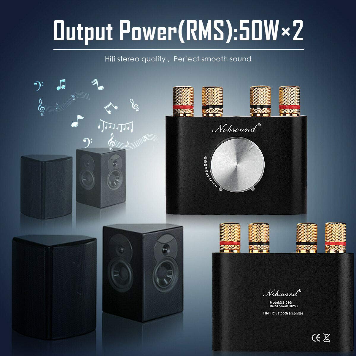 Nobsound Mini Bluetooth Power Amplifier; Stereo HiFi Digital Amp 2.0