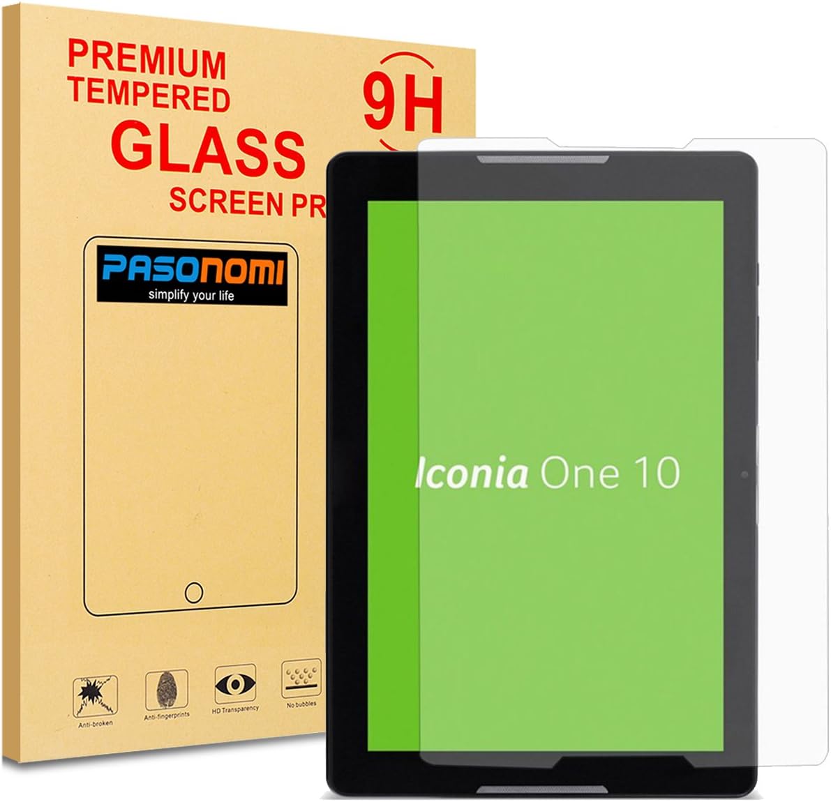PASONOMI Acer Iconia One 10 B3-A30 Screen Protector, [9H Hardness] [Crystal Clear] [Scratch-Resistant] Premium Tempered Glass Screen Protector Film for Acer Iconia One 10 B3-A30 10.1 inch Tablet