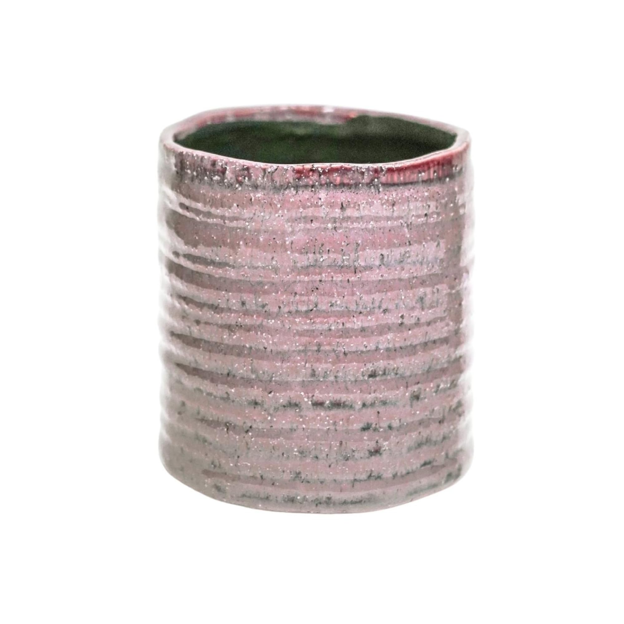 Ivyline Chambray Reactive Rustic Planter in Rose - Lightweight and Stylish - Durable Decorative Round Indoor Flower Houseplant Pot - H10.5cm x D10cm