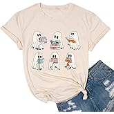 hcihgzr Halloween Shirts for Women Leopard Pumpkin Shirts Cute Fall Short Sleeve Graphic Tee Tops