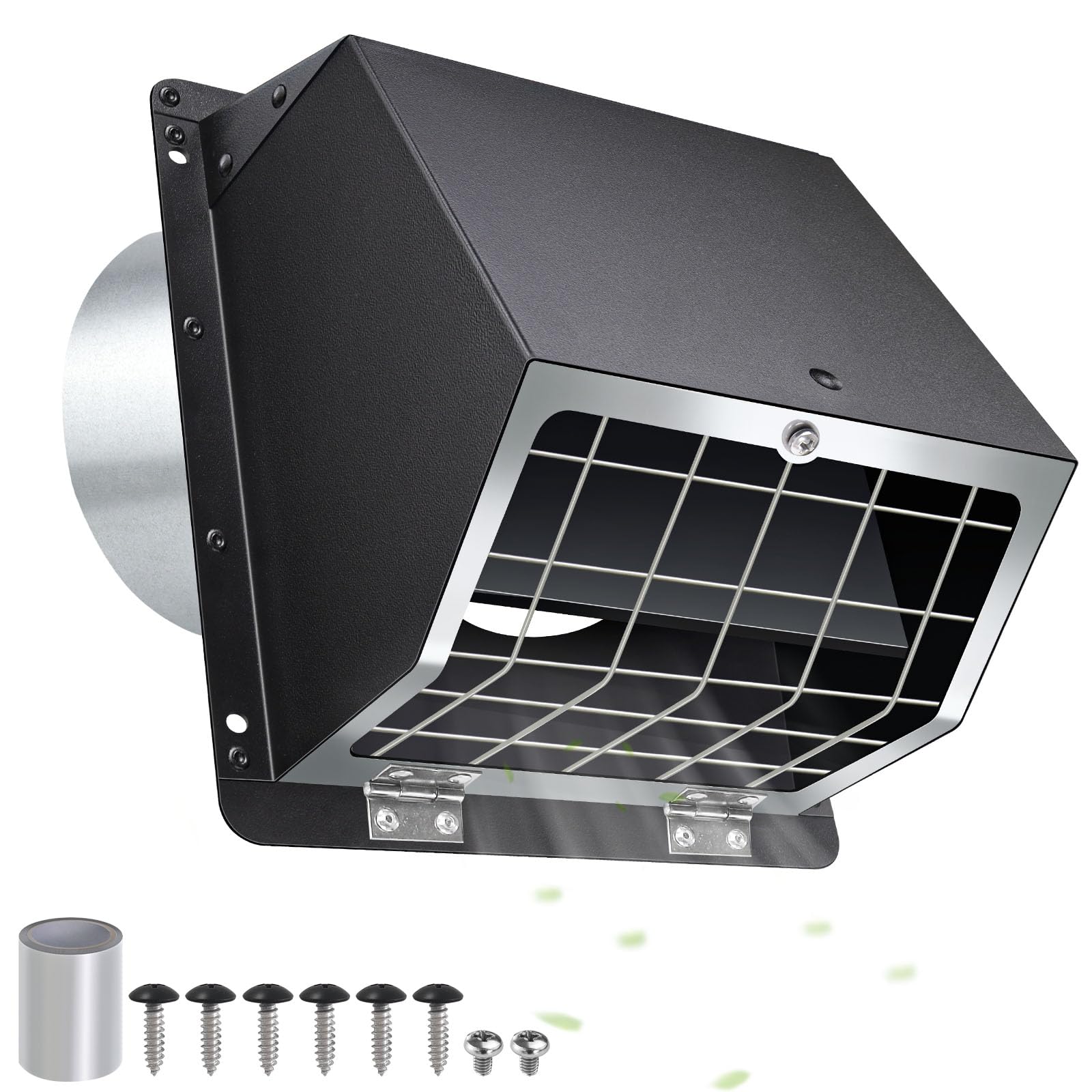 Photo 1 of 3 Inch Dryer Vent Cover Outside with Mesh and Damper,Metal Wall Vent Exhaust Vent Cover,Exterior Dryer Vent Hood Wall Mount Extractor Vent,Outdoor Dryer Vent Cover for House Laundry AC Air Vents-Black