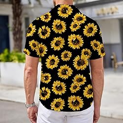 Yellow Sunflower Mens Funny Hawaiian Shirts 3D
