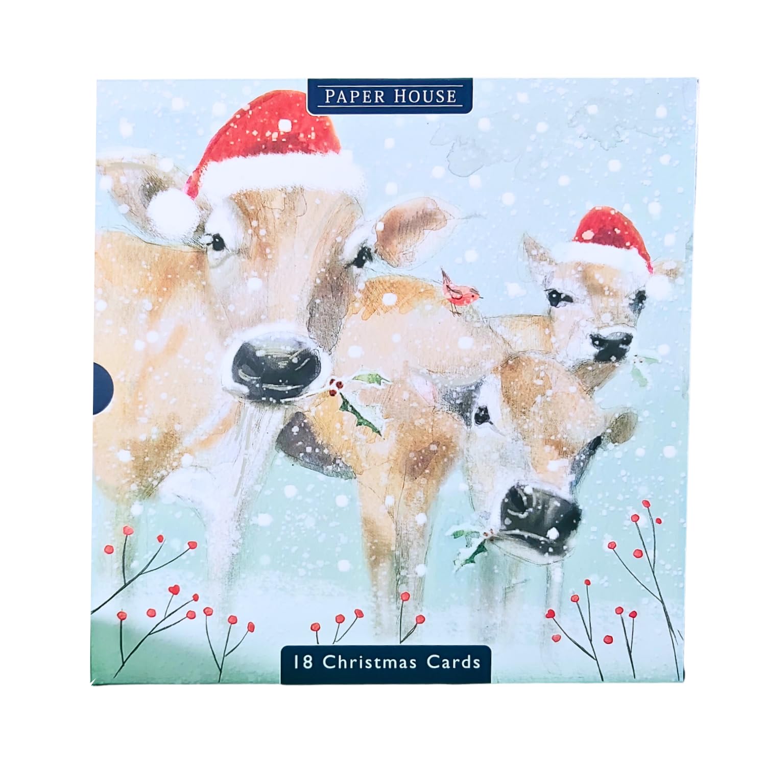 Box of 18 Paper House Festive Cows & Farmyard Animals Christmas Cards Boxed Xmas PSOP0020