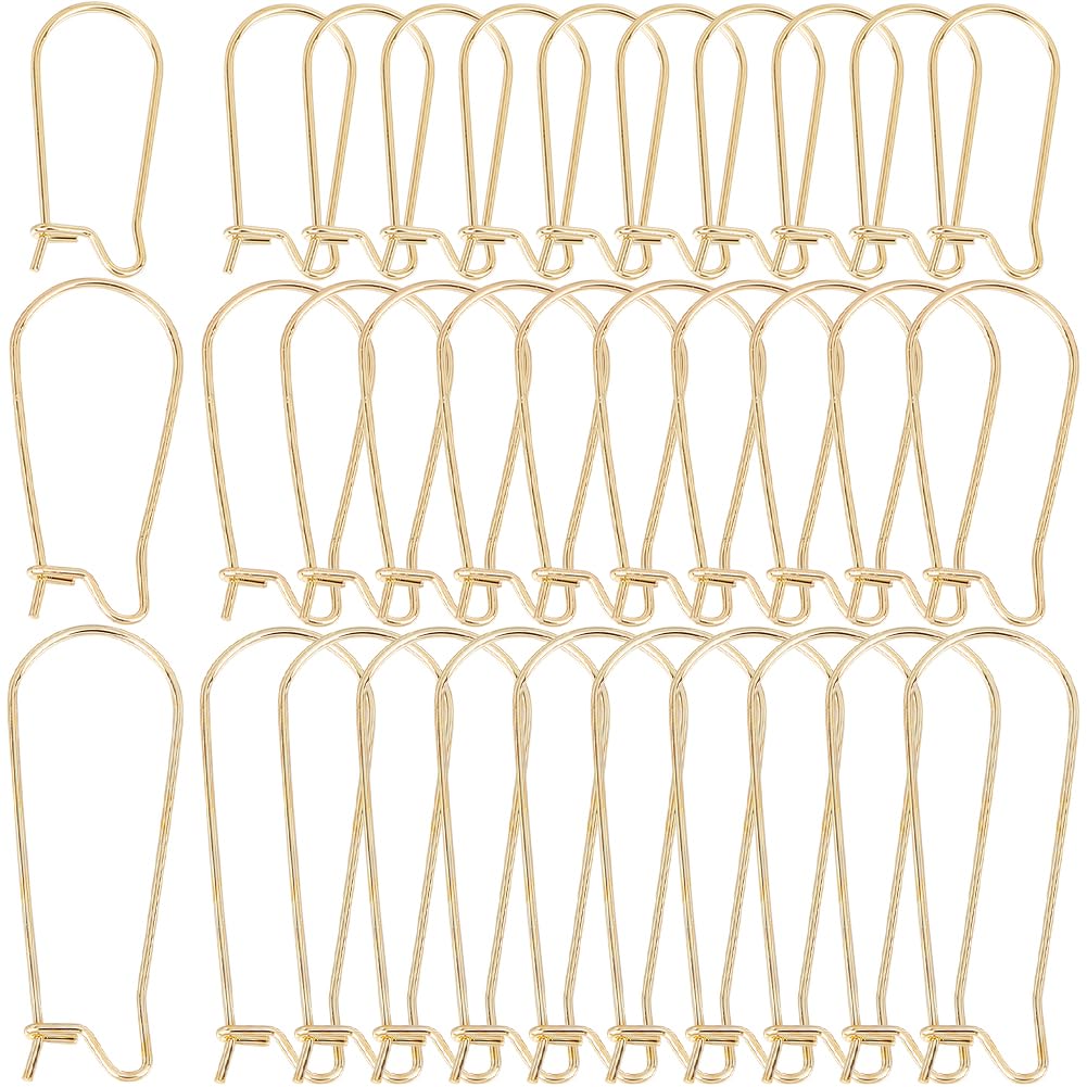 SOFPLATE 120Pcs Gold Kidney Teardrop Earring Hooks - 33mm Stainless Steel, 18K Gold Plated, DIY Craft